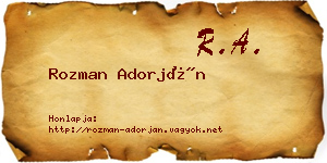 Rozman Adorján névjegykártya